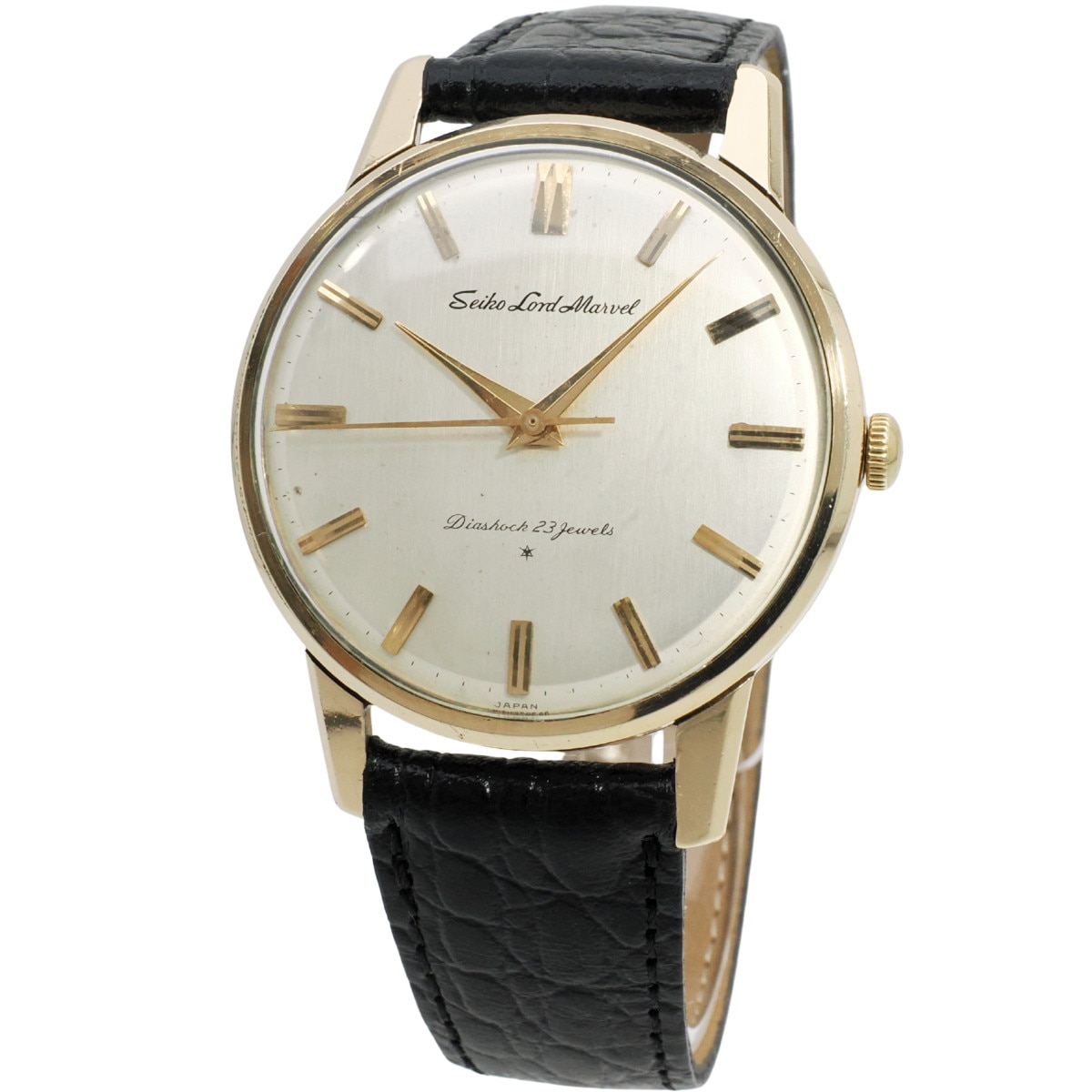 セイコー　seiko マーベル　　金メッキ　19ジュエル　手巻き ☆セイコー マーベル☆ダイアショック 19石 手巻き メンズ