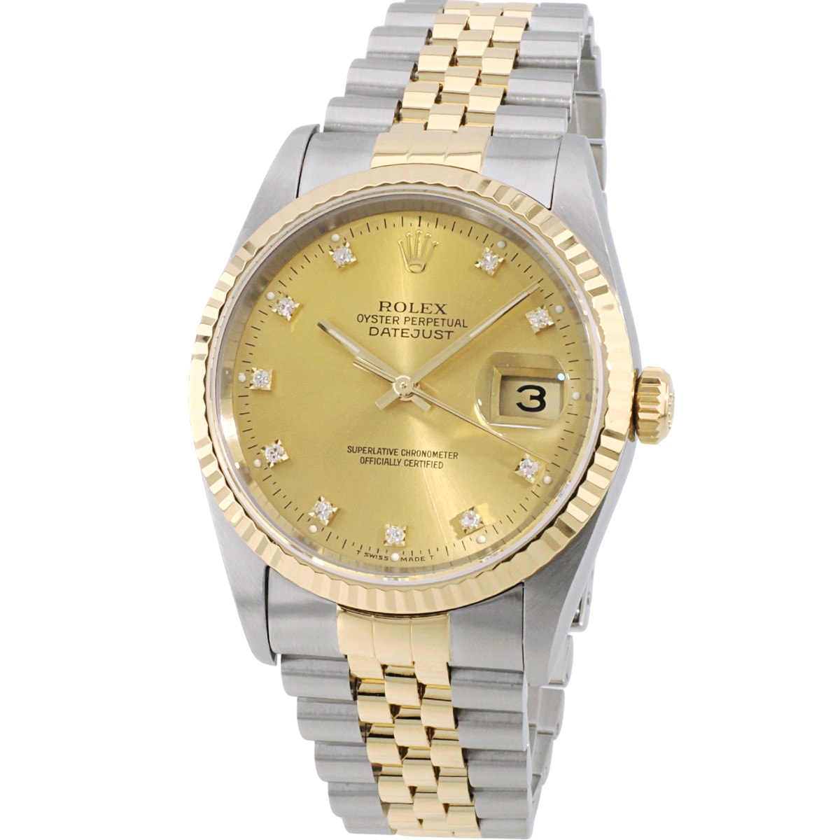 ロレックス デイトジャスト Ref.16233G 10Pダイヤ シャンパン文字盤 日本ロレックスコンプリートサービス済 1993年製 S番 Rolex