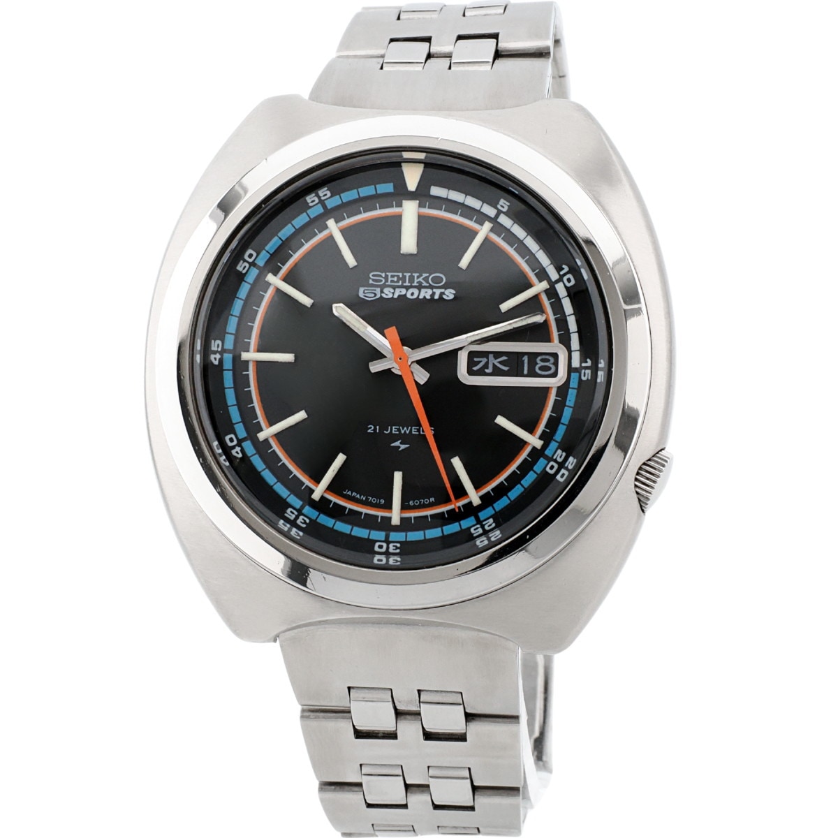 セイコー 5スポーツ 7019-6040 ブラック文字盤 21石 自動巻 OH済 1971年製(昭和46年)
