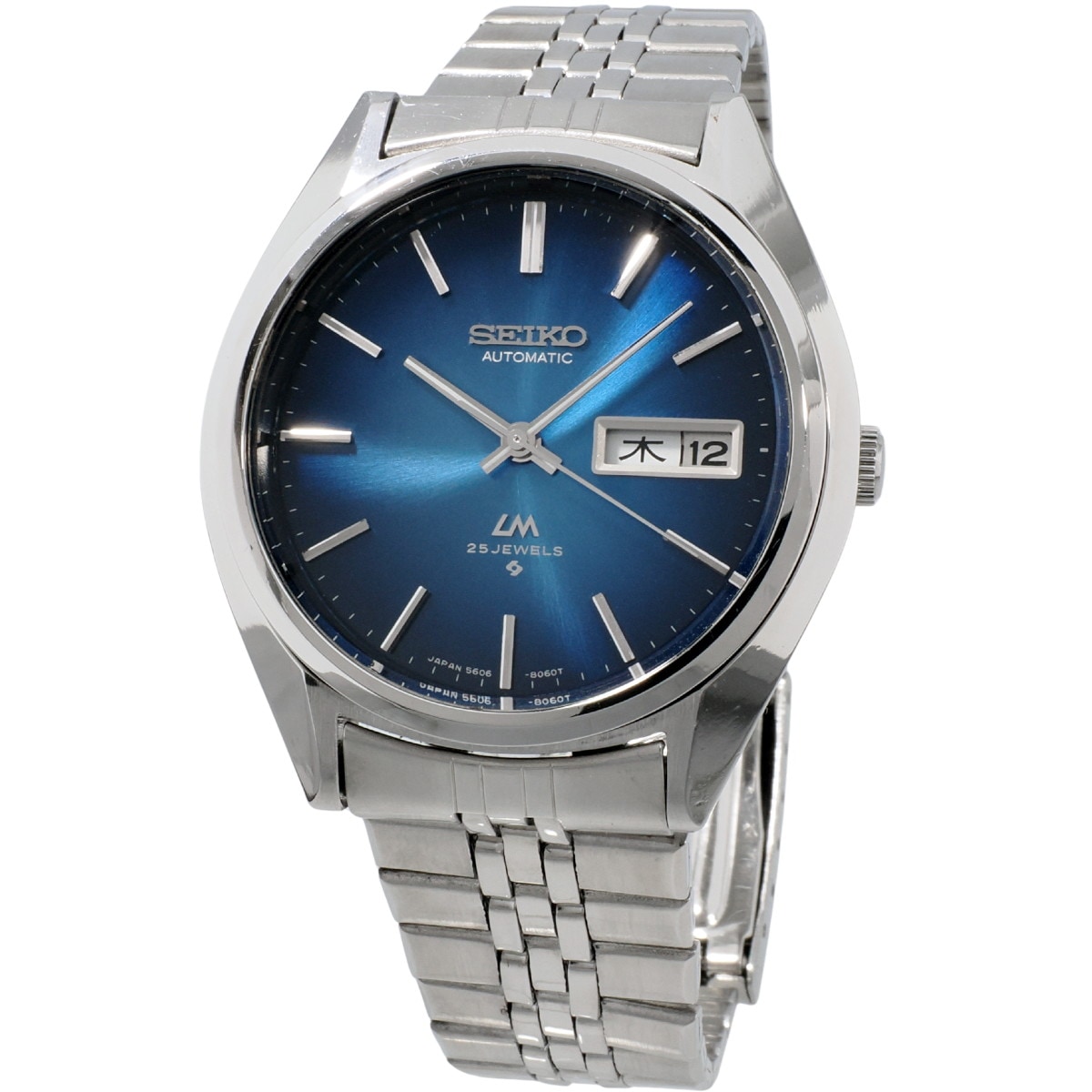 セイコー ロードマチック 5606-8030 ブルー文字盤 スクリューバック 自動巻 OH済 1974年製（昭和49年）