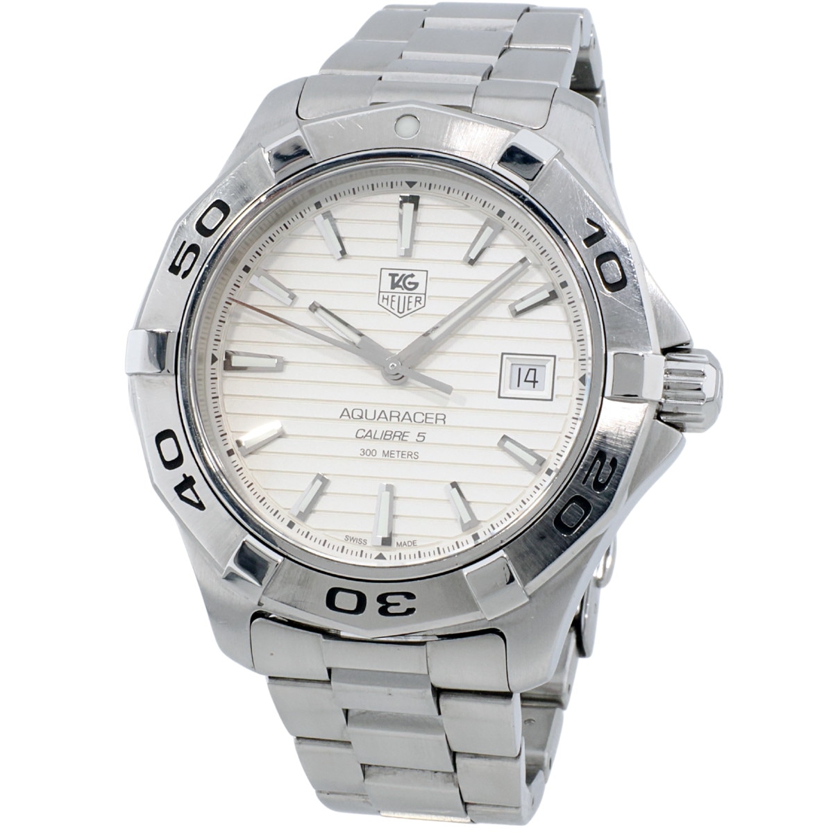 【2026年3月公式OH済】タグ・ホイヤー アクアレーサー WAP2011 自動巻 ホワイト文字盤 リューズ新品交換済 2年間のメーカー保証付