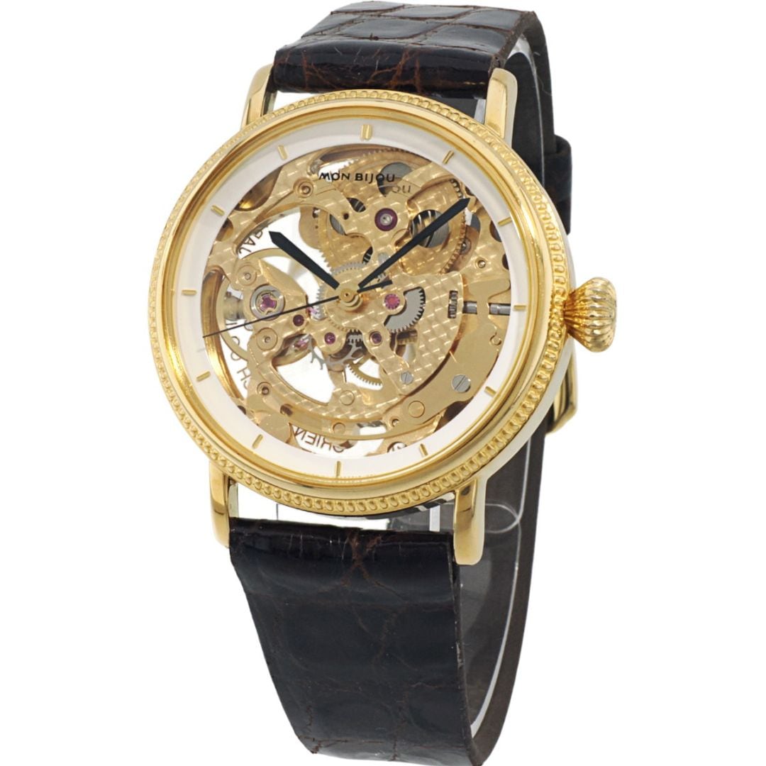 【2026年4月メーカーOH済】オリエント モンビジュ 全面スケルトン 483501-90 CS 手巻き SEIKO製ワニ革新品装着 保証書付（1993年）