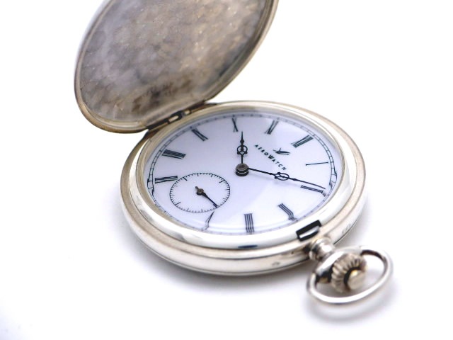 アエロ シルバー925 純銀懐中時計 55654A901 手巻 OH済 USED