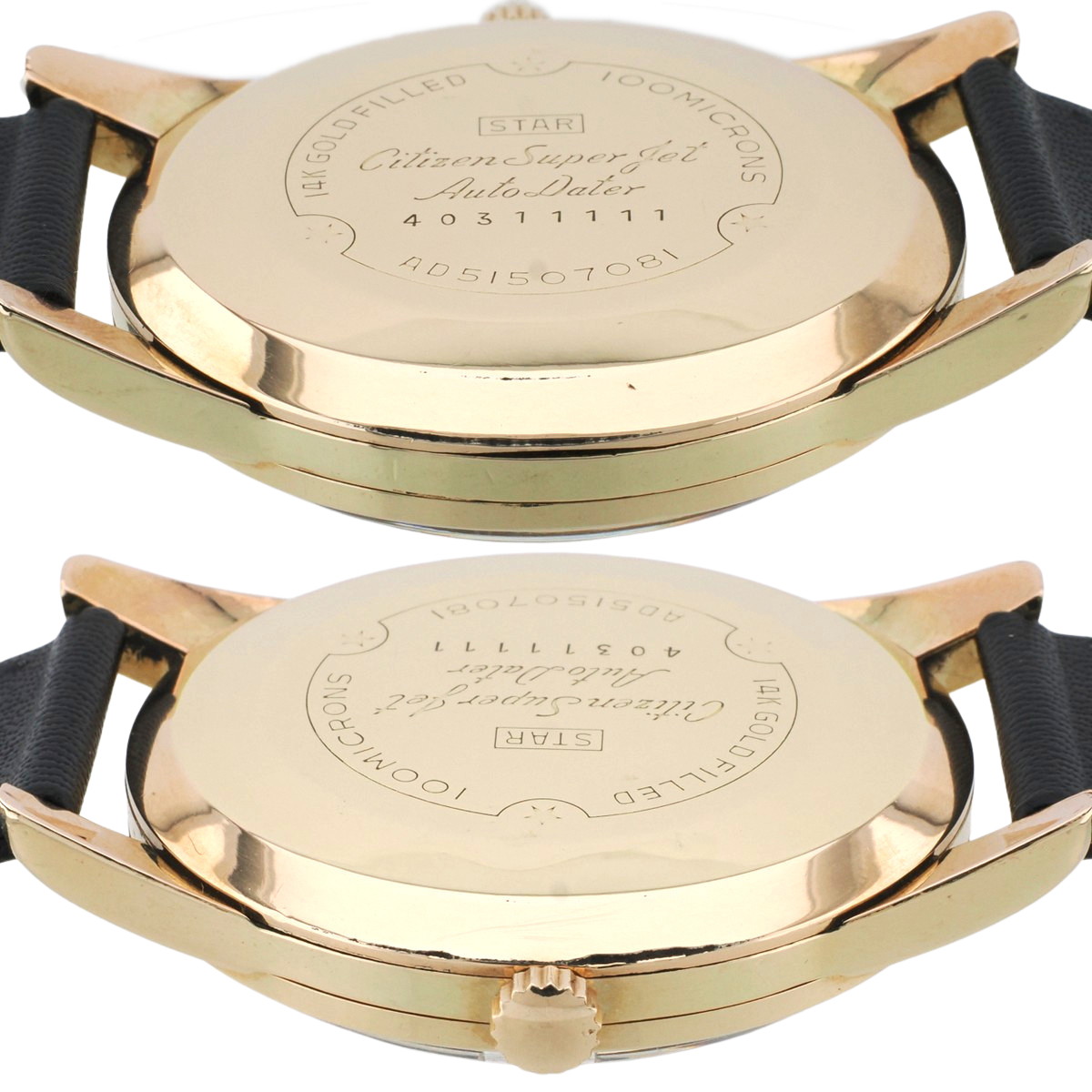 シチズン スーパージェット オートデーター AD51507081 14金張り 37.4