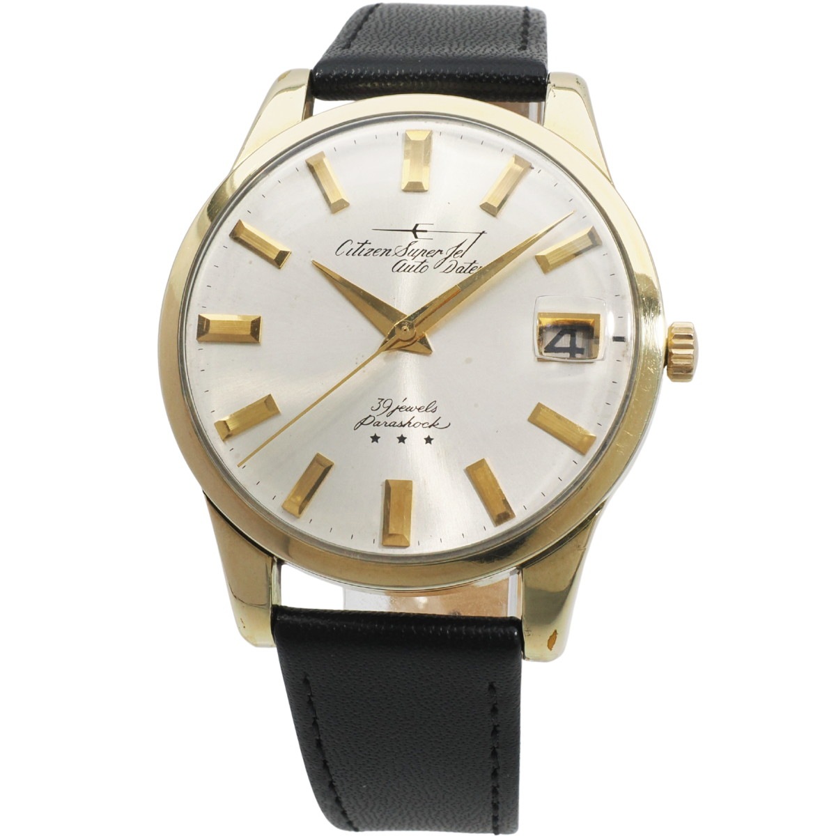 シチズン スーパージェット オートデーター AD51507081 14金張り 37.4