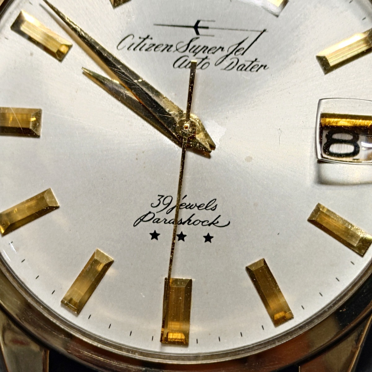 シチズン スーパージェット オートデーター AD51507081 14金張り 37.4