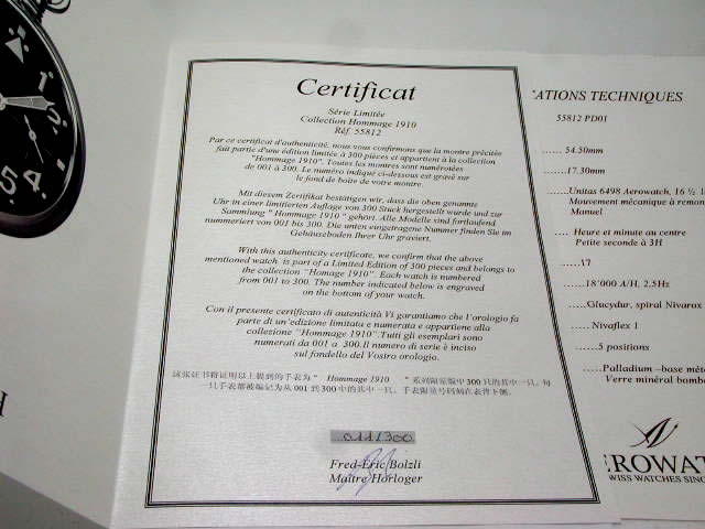 アエロ 100周年記念限定300 懐中時計 手巻 55812P001 新品