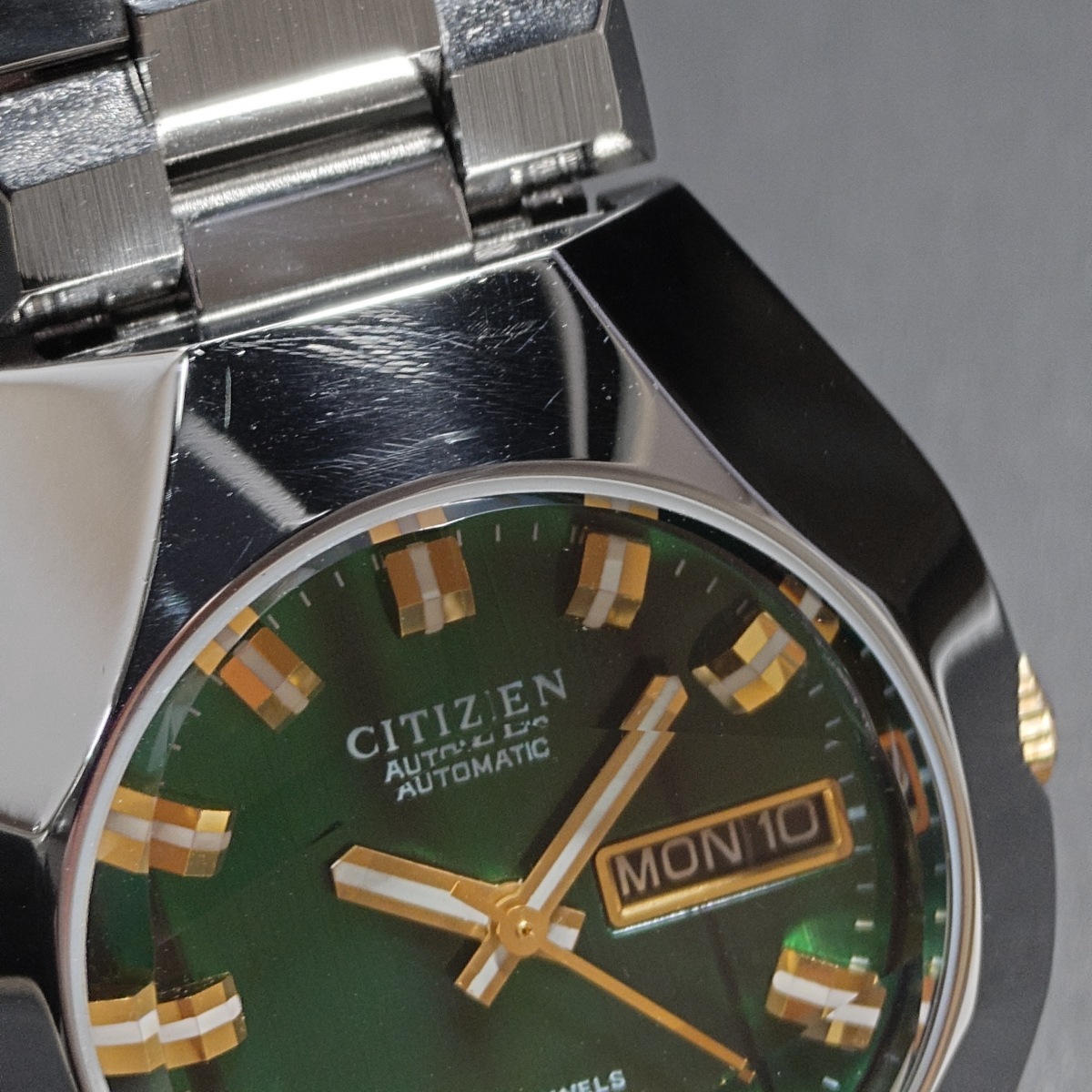 シチズン 5面カットガラス 4-652045Y グリーン文字盤 Cal.6501 21石