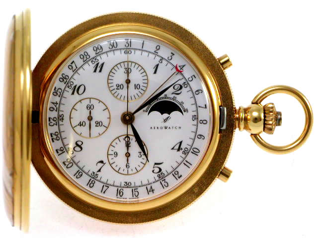 アエロ 懐中時計 クロノグラフ 手巻 42739J502 8237 BLAA　USED