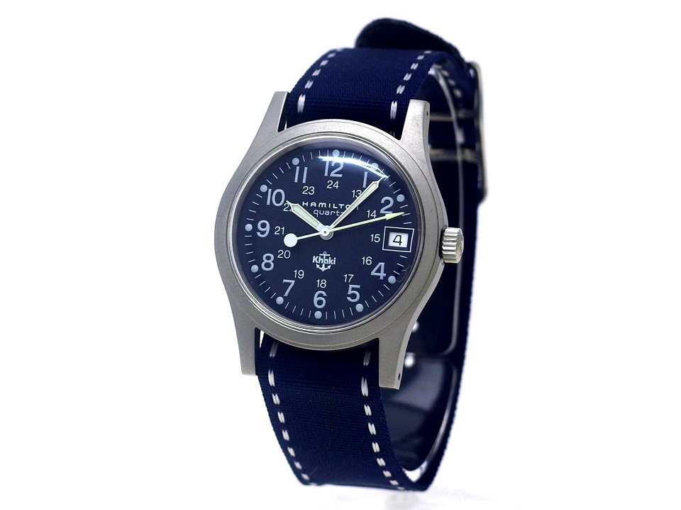 ハミルトン カーキ 9797 ネイビー文字盤 裏蓋刻印あり クオーツ USED