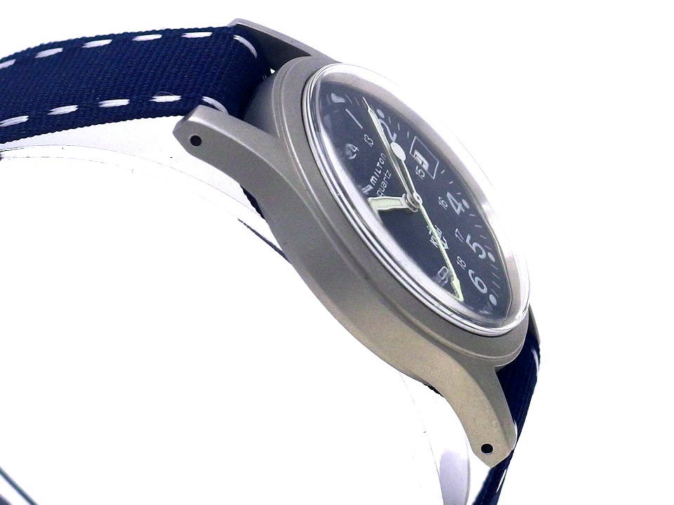 ハミルトン カーキ 9797 ネイビー文字盤 裏蓋刻印あり クオーツ USED