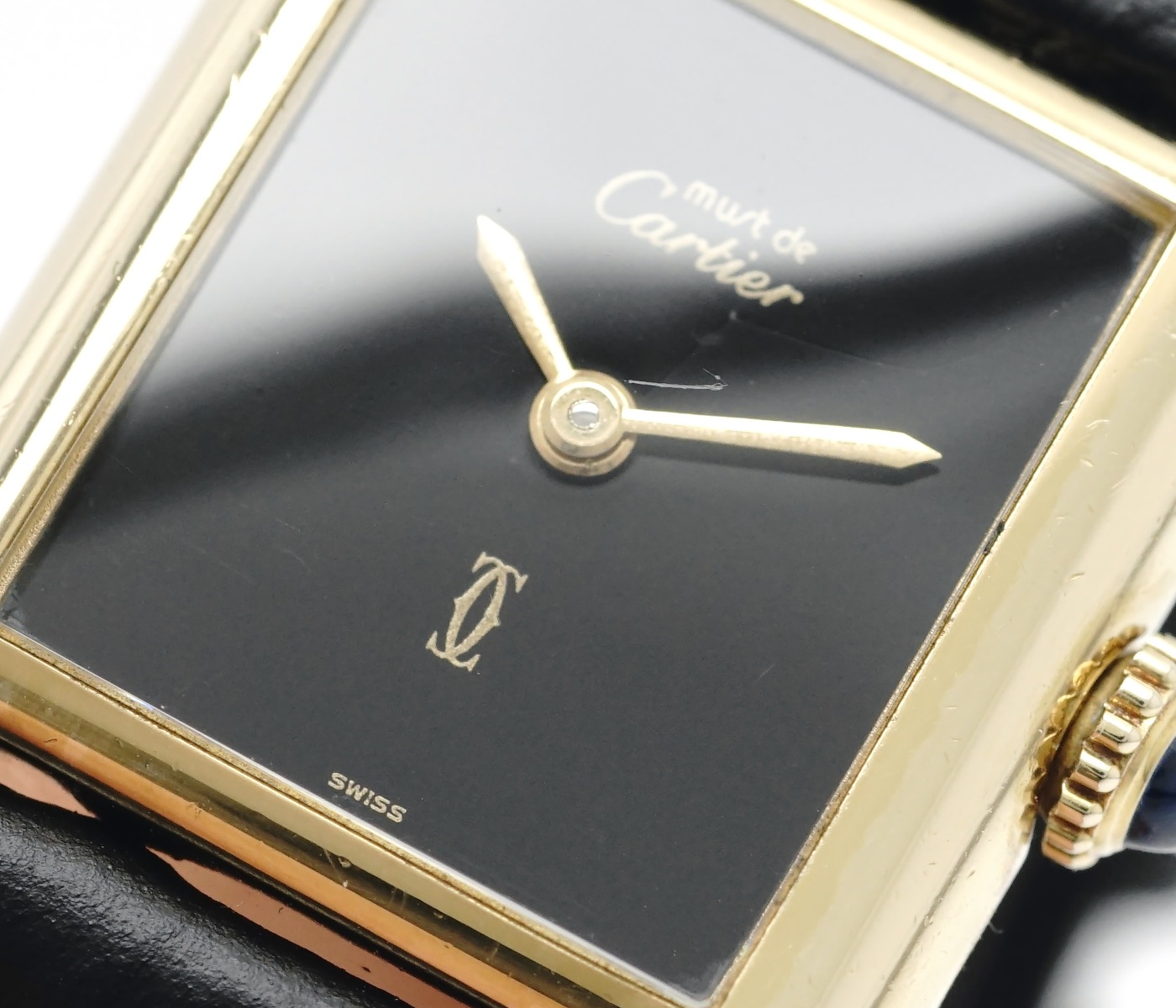 カルティエ マストタンク レディース ブラック文字盤 手巻き OH済 1980年代