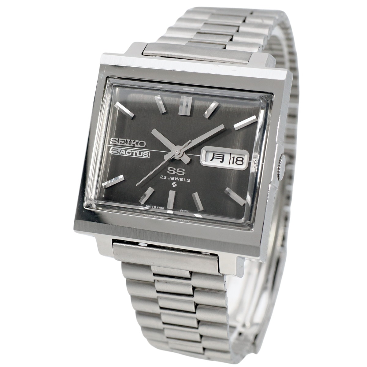 セイコー 5アクタス 6106-5440 スクエアケース グレー文字盤 自動巻 OH済 昭和46年/1971年製