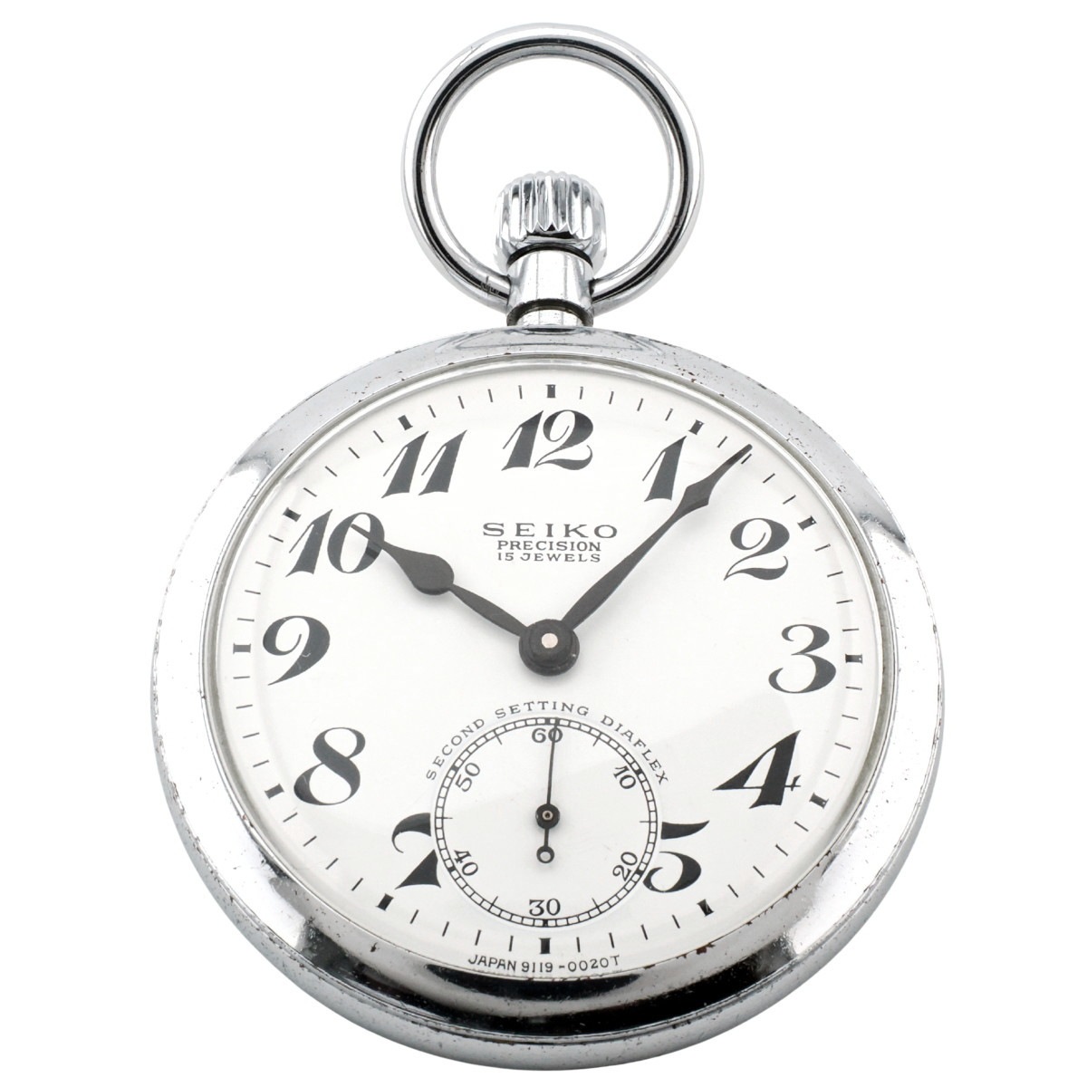 セイコー プレシジョン 懐中時計 91-0020 黒針 セコンドセッティング 15石 手巻 OH済 1969年製（昭和44年）