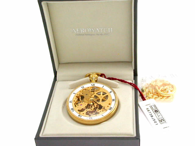 アエロ 懐中時計 手巻 両面スケルトン GP 56738j501 J503　新品