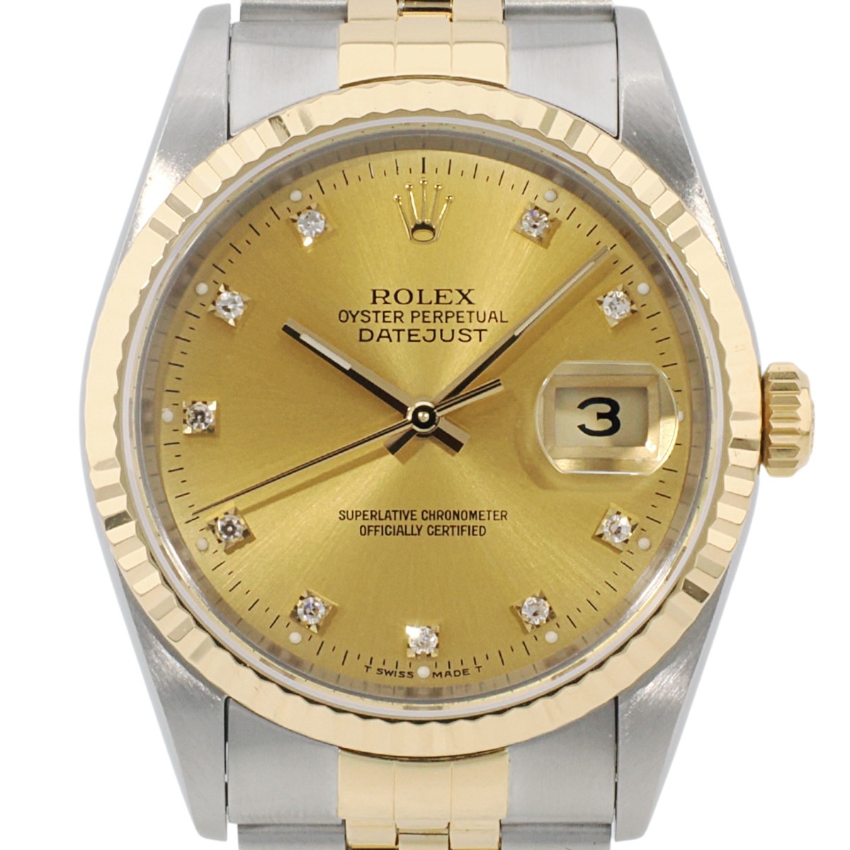 【2026年1月日ロレOH済/フルセット】ロレックス デイトジャスト 16233G 10Pダイヤ シャンパン S番 1993年 Rolex