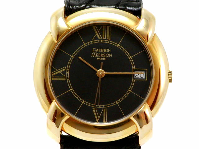 エメリックメールソン GP ラウンド 黒文字盤 クオーツ USED