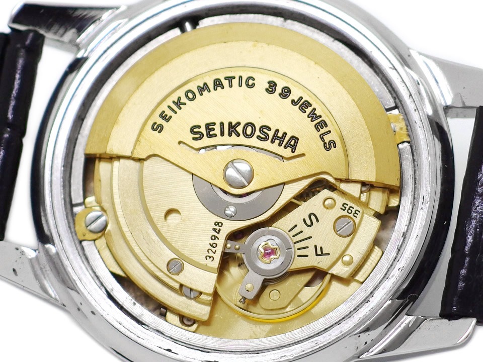 セイコー マチック セルフデーター J13085 AD文字盤 金色ムーブメント Cal.395 39石 自動巻 OH済 昭和38年製