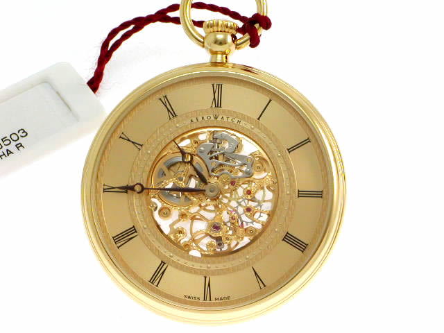 アエロ 懐中時計 手巻 両面スケルトン GP 36703 J503　新品