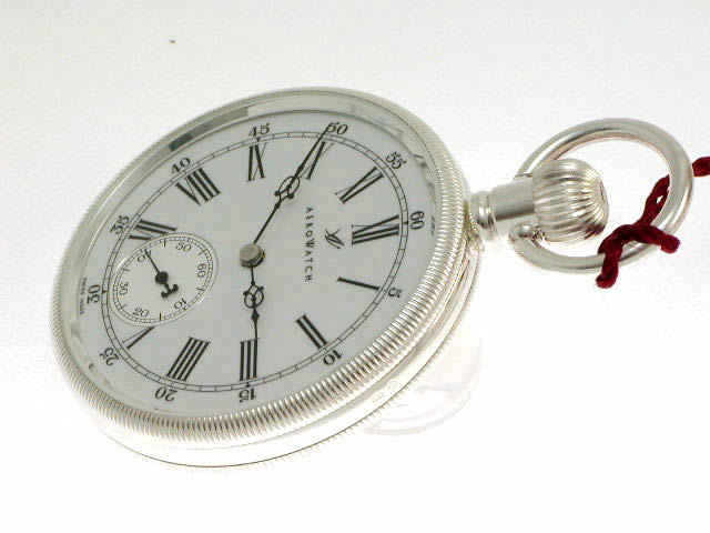 アエロ 銀無垢 懐中時計手巻き チラネジつき スケルトン 50625 A901　新品