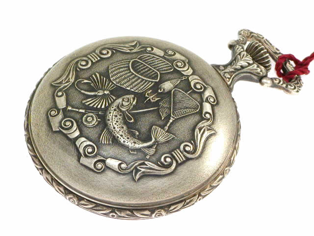 アエロ 銀無垢 懐中時計 いぶし銀 手巻き 蓋つき 