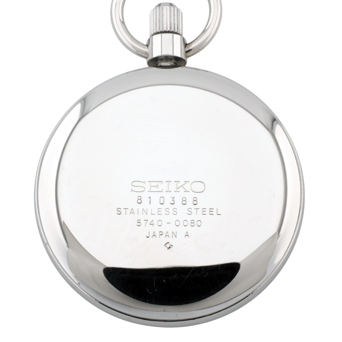 セイコー 懐中時計 5740-0080 ステンレス SEIKO革カバー付 10振動