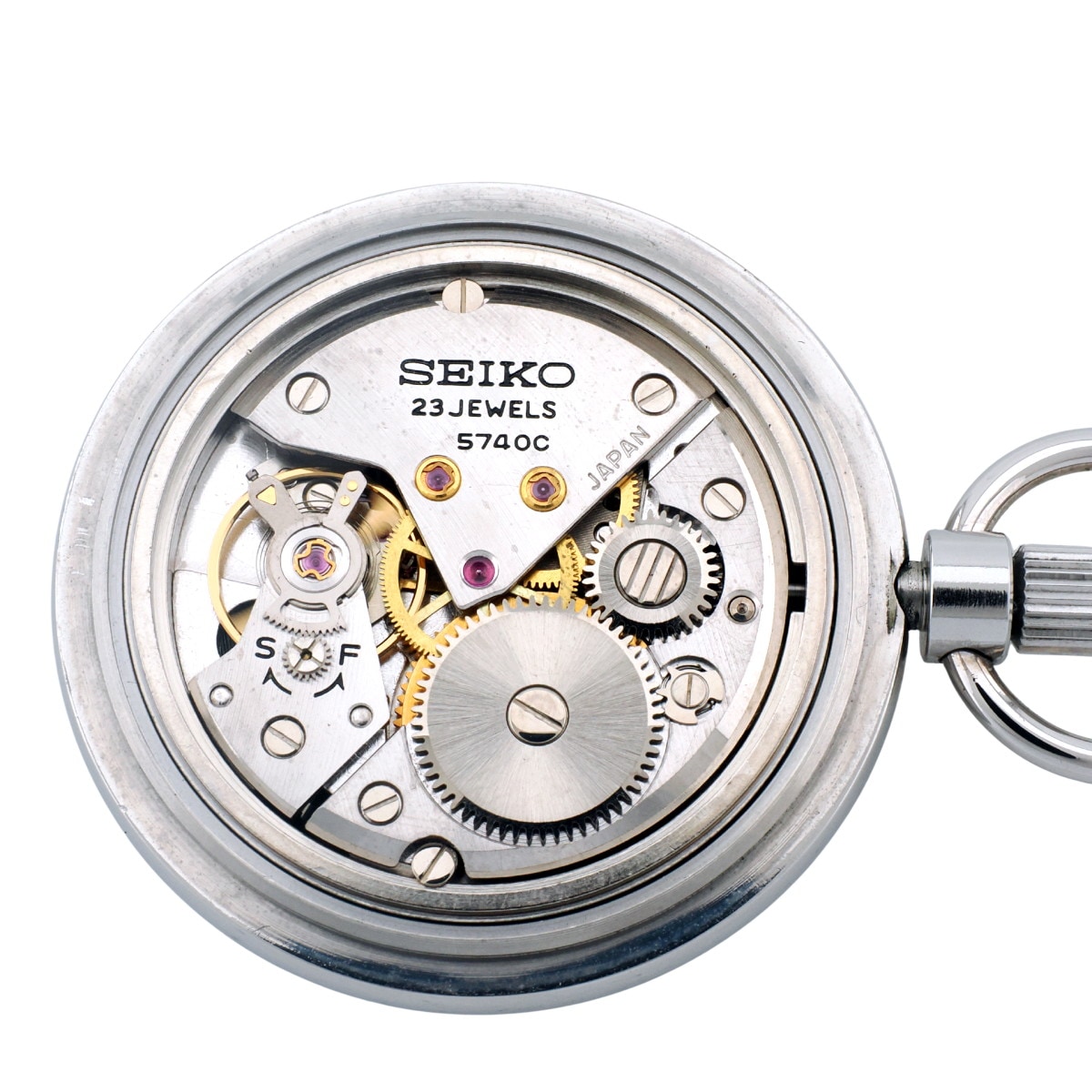 セイコー 懐中時計 5740-0080 ステンレス SEIKO革カバー付 10振動 ロードマーベルCal.5740C 手巻 OH済 1968年製（昭和43年）