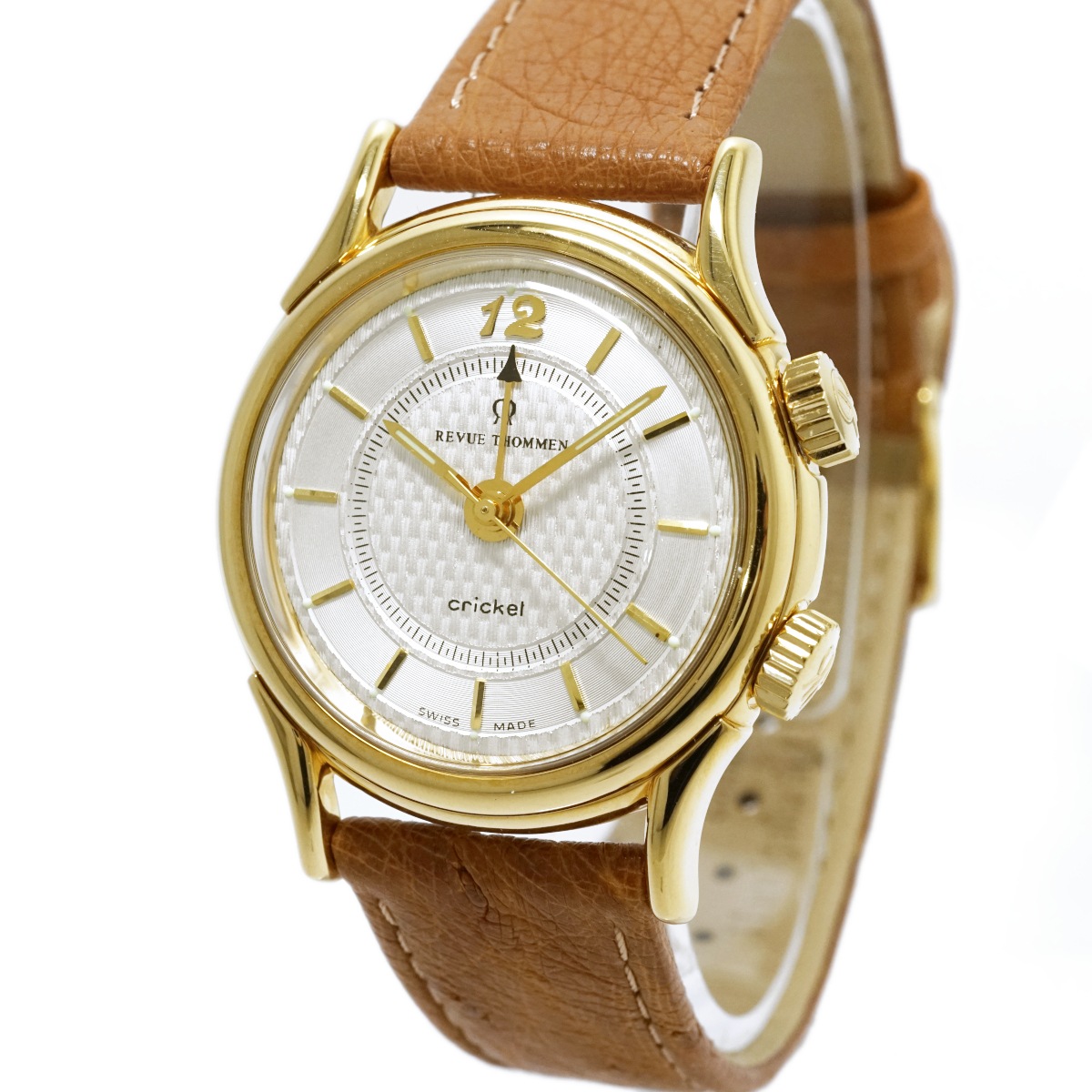 レビュートーメン クリケット 7922001 金メッキ アラーム機能付き Cal.AS1475 17石 手巻 OH済 USED