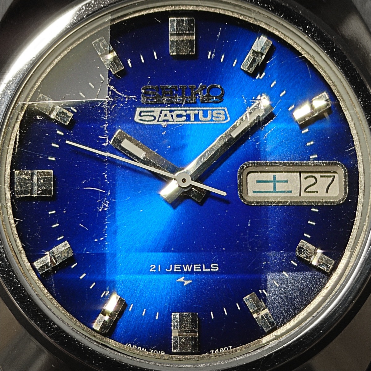 藍色ガラス時計（大正末~昭和初期） Vintage Seiko Elnix SG Electronic Gradient Blue Sunburst Japan