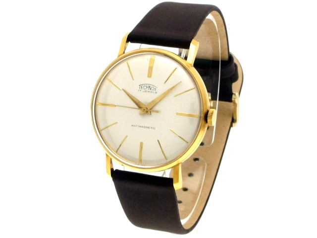 【1950s】TECHNOS OH済 ヴィンテージ腕時計 Vintage Technos Ancre 15 Rubis Men's Watch | Swiss Gold-plated