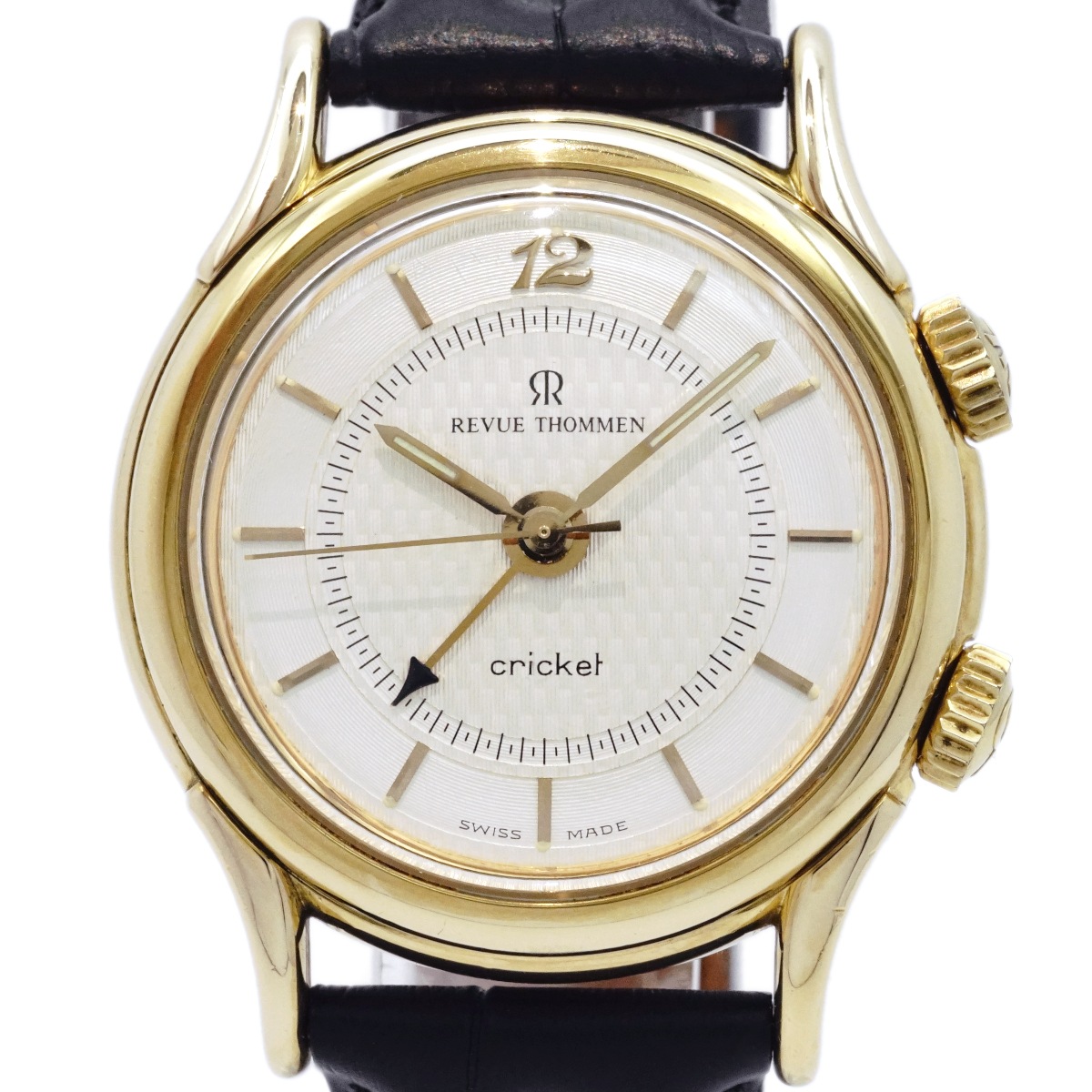 レビュートーメン クリケット 7922001 金メッキ アラーム機能付き Cal.AS1930 17石 手巻 OH済 USED