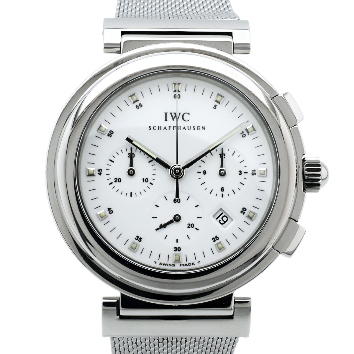 IWC ダ・ヴィンチ SL クロノグラフ IW3728 ホワイト文字盤 旧純正メッシュベルト クオーツ 1996年製 USED