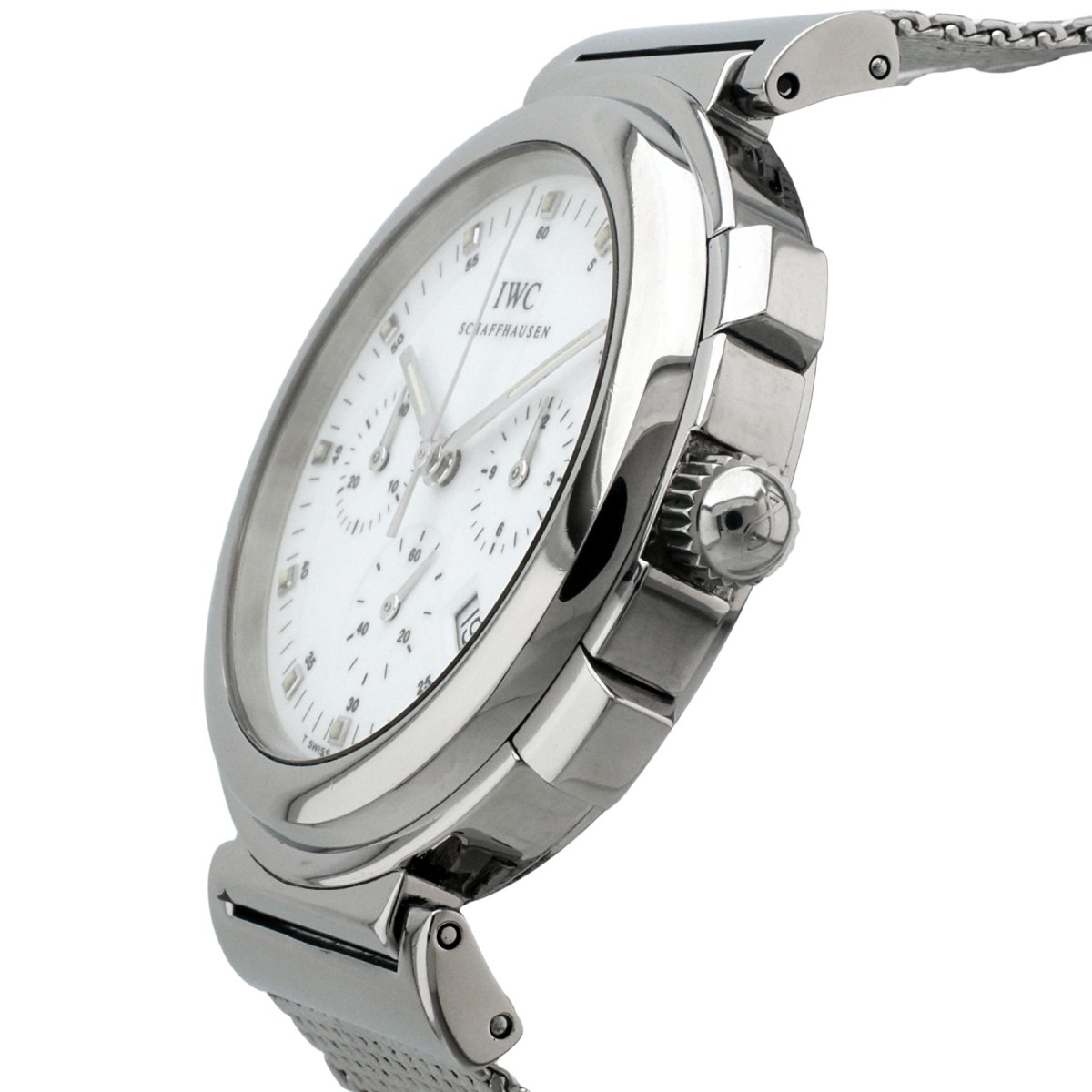 IWC ダ・ヴィンチ SL クロノグラフ IW3728 ホワイト文字盤 旧純正メッシュベルト クオーツ 1996年製 USED