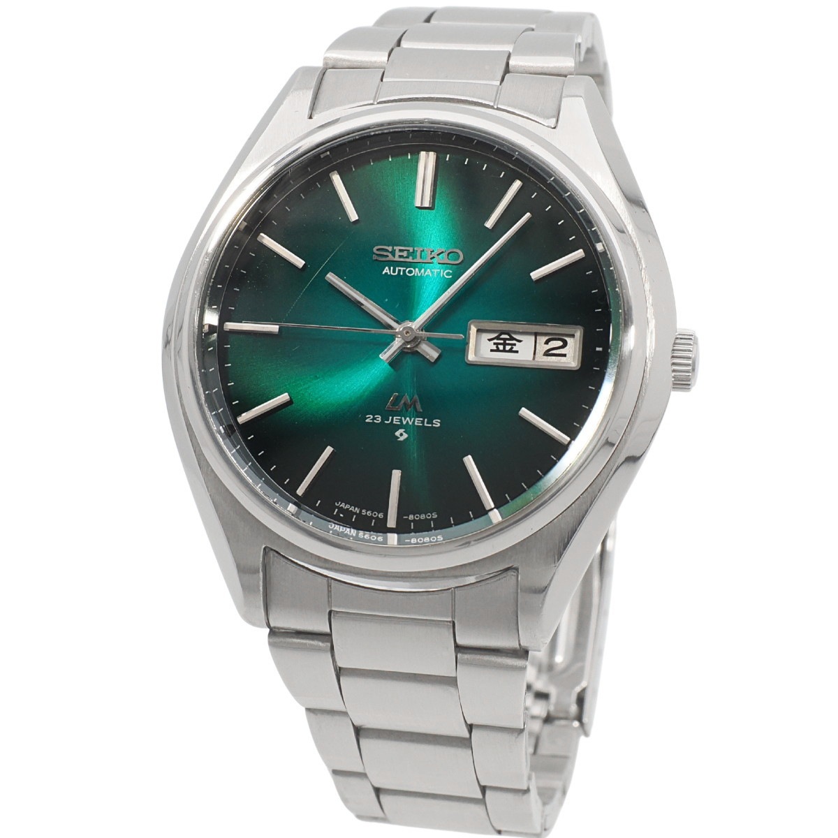 セイコー ロードマチック 5606-8051 グリーン文字盤 スクリューバック 自動巻 OH済 昭和50年/1975年製
