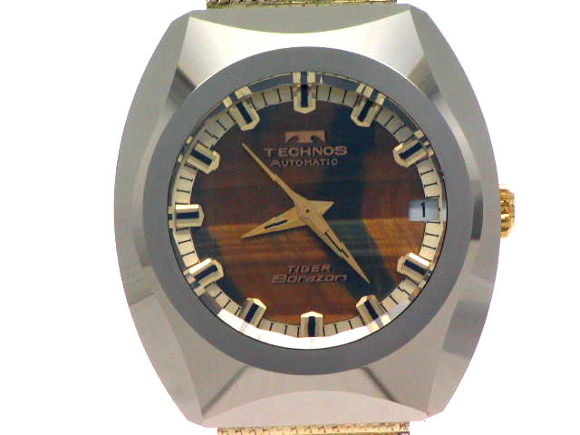 601/70年代 テクノス ボラゾン タイガーアイ 5面カットガラス 自動巻き 601/70年代 テクノス ボラゾン タイガーアイ 5面カットガラス