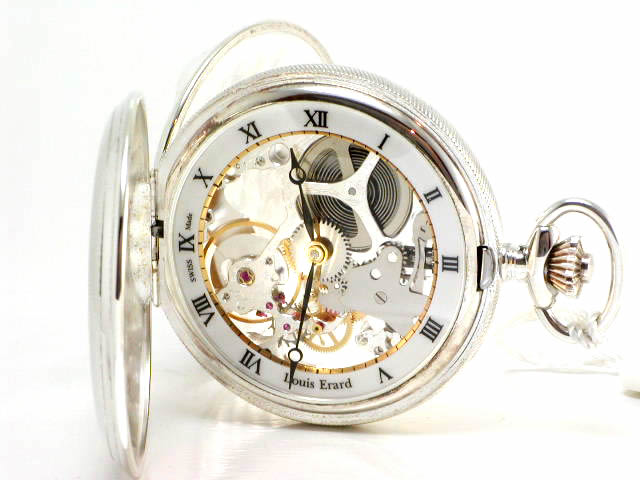 稼働 手巻き Fhuhang 裏スケ 白/スケルトン文字盤 懐中時計 2000000