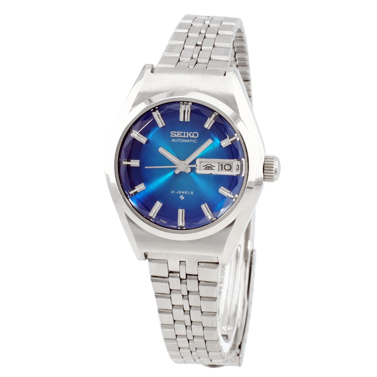 セイコー レディース 2706-0340 カットガラス ブルー文字盤 自動巻 OH済 1975年製(昭和50年)