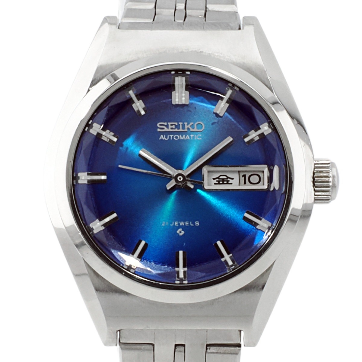 セイコー レディース 2706-0340 カットガラス ブルー文字盤 自動巻 OH済 1975年製(昭和50年)