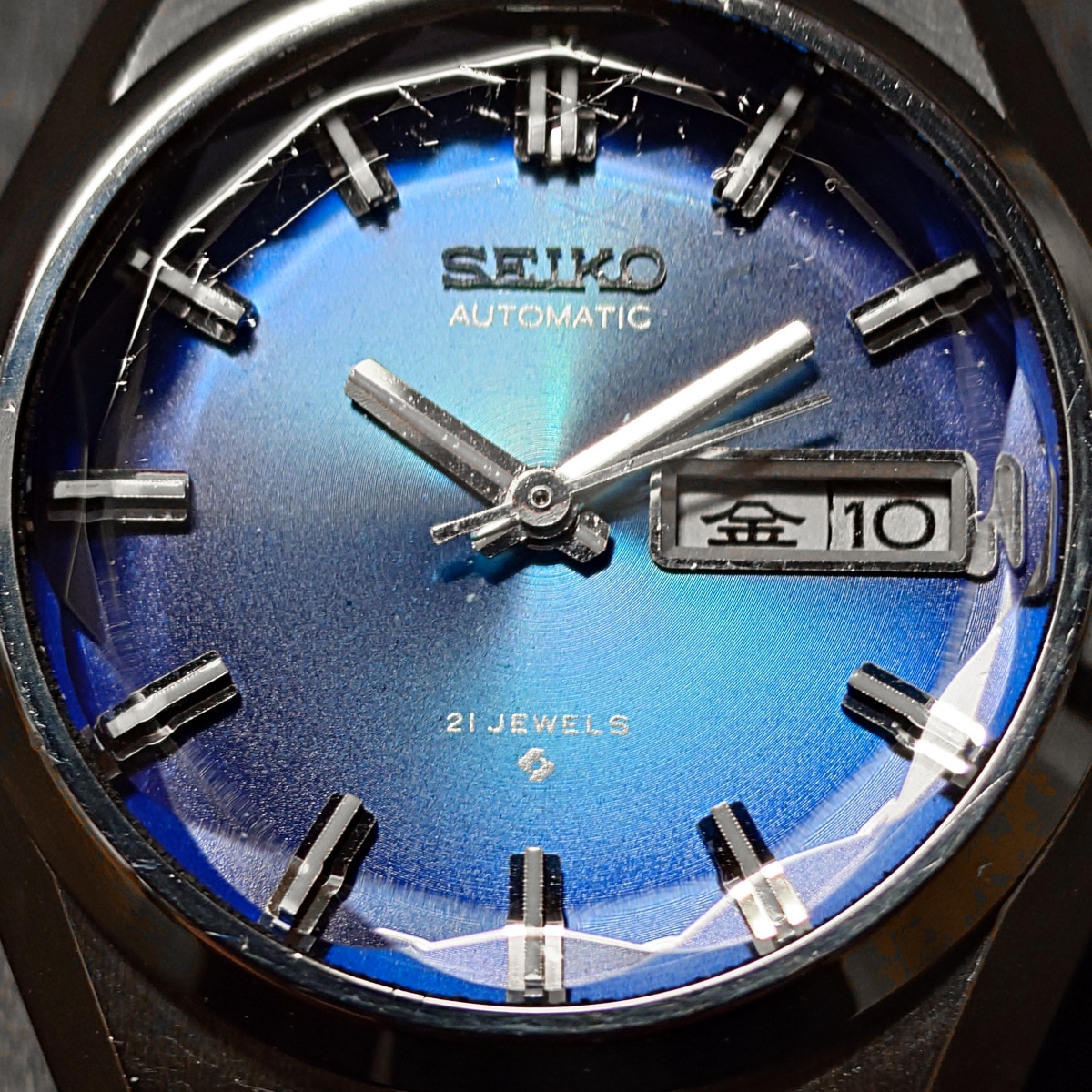 セイコー レディース 2706-0340 カットガラス ブルー文字盤 自動巻 OH済 1975年製(昭和50年)