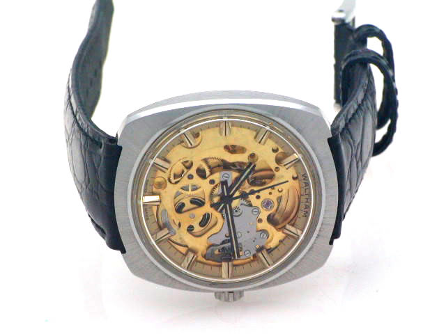 ウォルサム スケルトン HT133 Cal.T54 自動巻 OH済 1970年代 Waltham