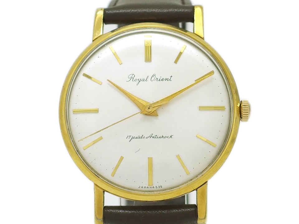 ロイヤルオリエント D114534 金メッキケース/ステンレス裏蓋 手巻 OH済 1960年代