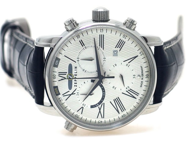 1円～ ツェッペリン トランスアトランティック LZ127 Cal.7696 クォーツ クロノグラフ メンズ 黒文字盤 デイト QZ ZEPPELIN 1円～ ツェッペリン トランスアトランティック LZ127 Cal.7696