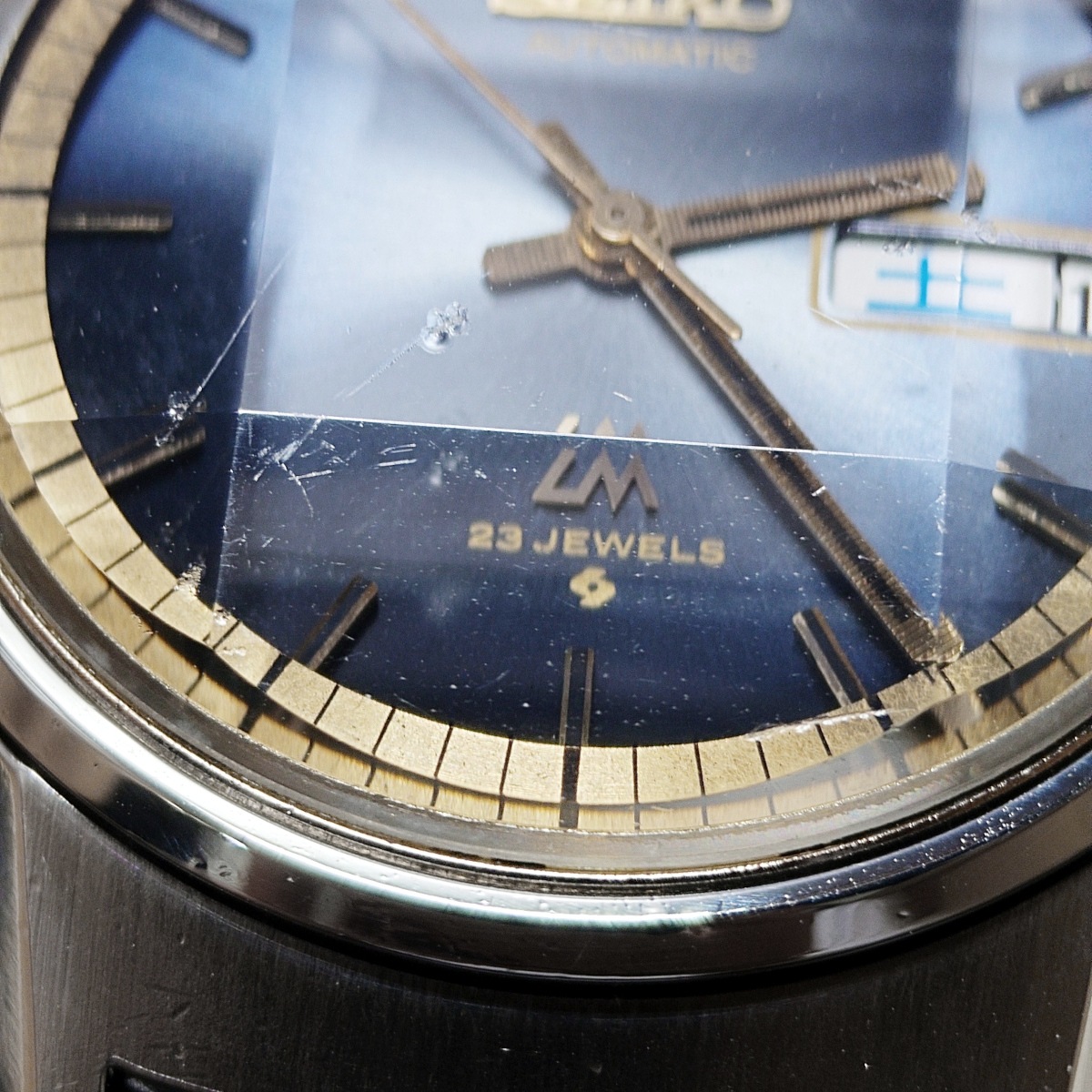 セイコー ロードマチック 5606-7270 青文字盤 カットガラス スクリューバック 自動巻 OH済 昭和48年/1973年製