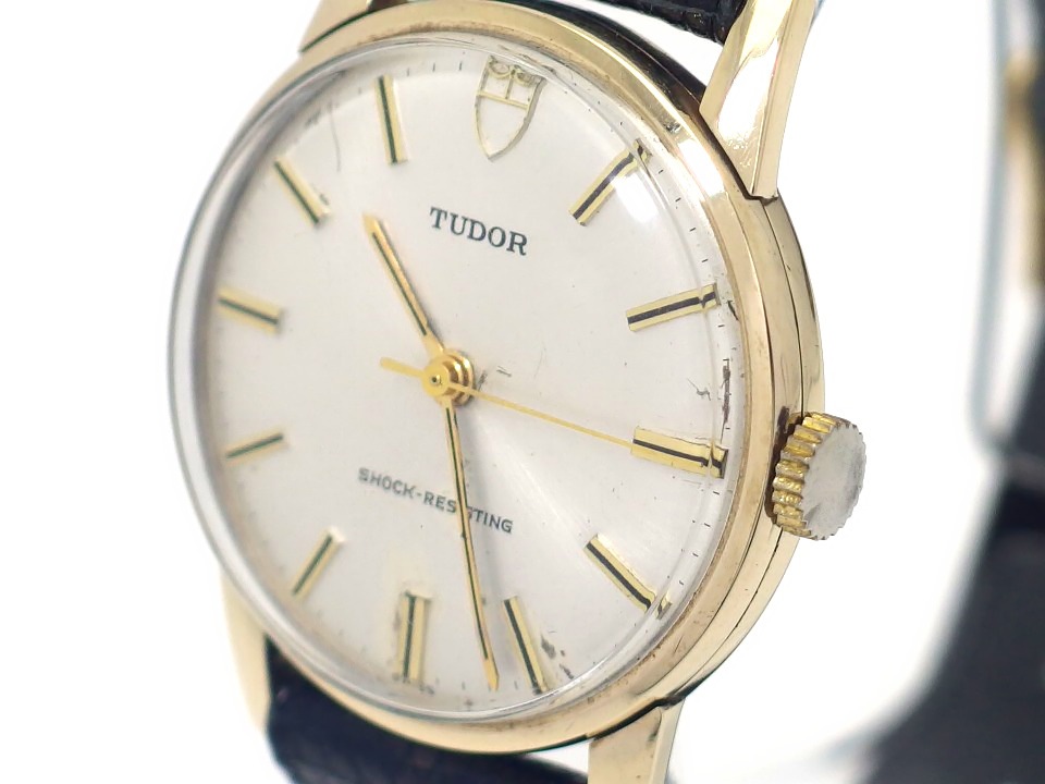 チュードル 9金 ノンオイスターケース 32mm 盾ロゴ Cal.2403 手巻 OH済 1970年代 Tudor