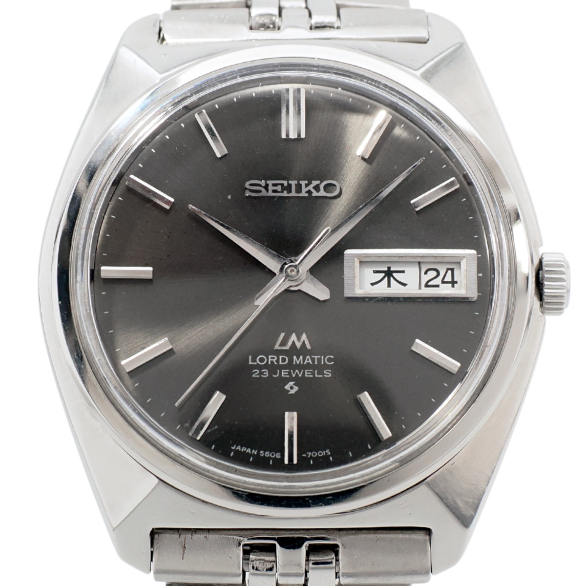 セイコー ロードマチック 5606-7000 グレー文字盤 純正ブレスレット
