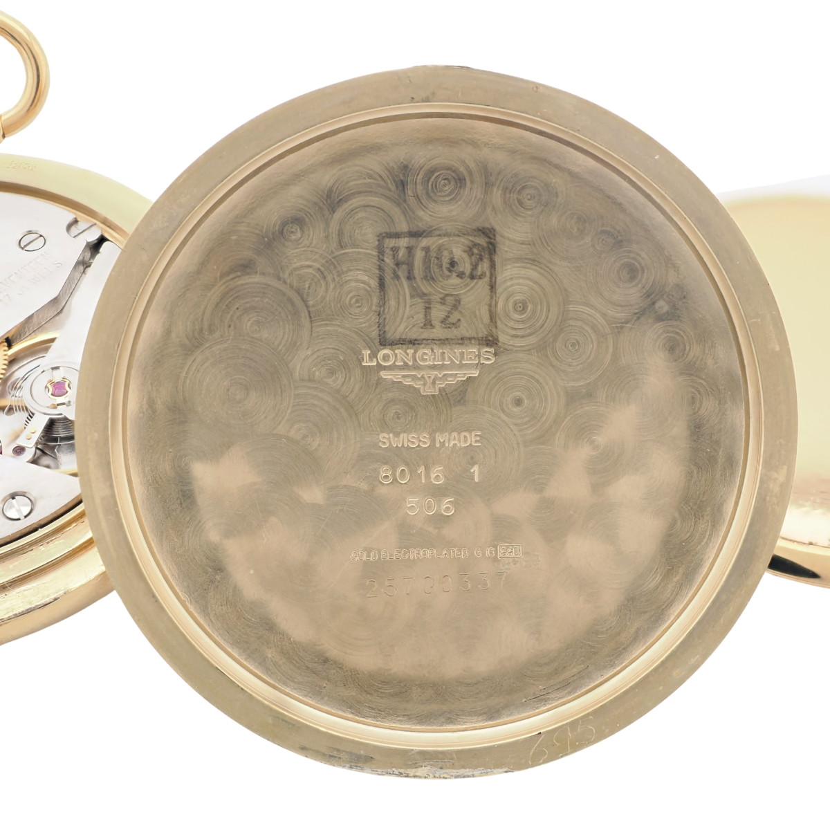 ロンジン ヘリテージコレクション 懐中時計 オープンフェイス 金メッキ 8016 1 506 Cal.L506.2 手巻 OH済 2007年頃発売 USED Longines