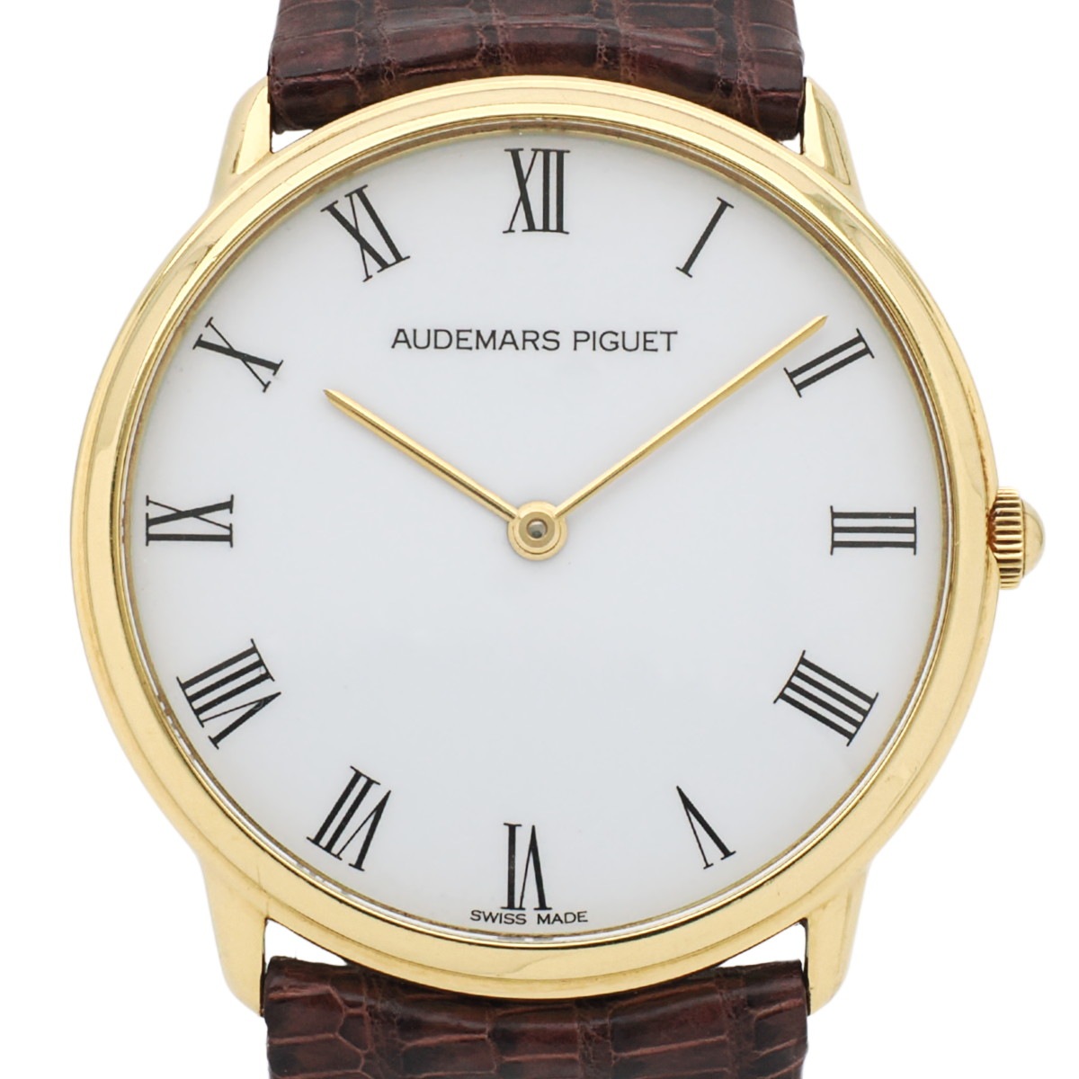 オーデマピゲ 18金無垢 ラウンドケース 31mm 18金純正尾錠付き ローマインデックス 2針 クオーツ USED