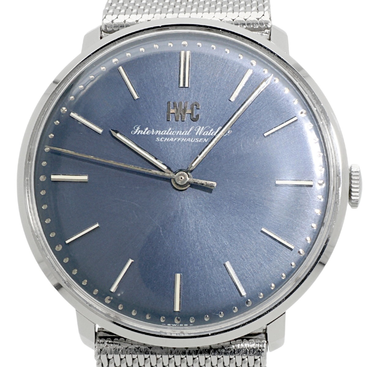 IWC Ref.2401 ブルー文字盤 純正メッシュブレスレット Cal.403 手巻き OH済 1977年製