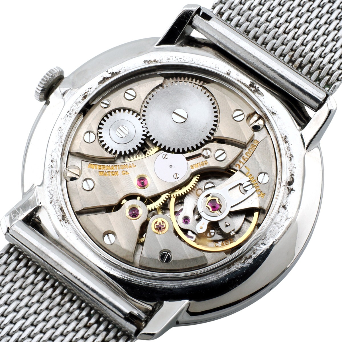 IWC Ref.2401 ブルー文字盤 純正メッシュブレスレット Cal.403 手巻き OH済 1977年製