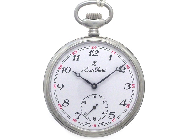 【新品】ルイエラール 懐中時計 オープンフェイス アラビアインデックス 白文字盤 手巻 正規品 　Louis Erard